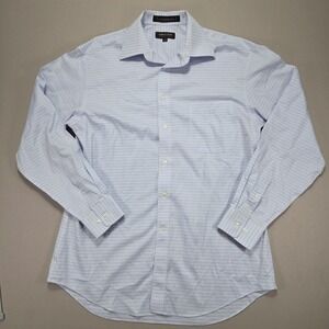 Miller Performance Mens Dress Shirt Size 16‎ 34/35 Blue Checkered Long Sleeve